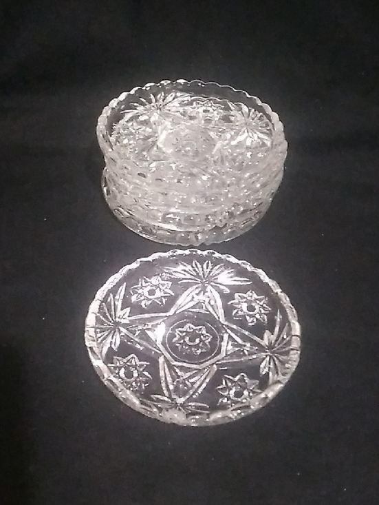Anchor Hocking Other - Anchor Hocking Pressed Clear Cut Glass Coaster Set 5 Star of David Pattern (B6)